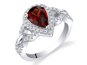 Oravo Garnet Sterling Silver Halo Crest Ring Oravo Garnet Sterling Silver Halo Crest Ring