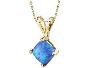 14k Yellow Gold Cushion Cut Created Blue Opal Pendant 14k Yellow Gold Cushion Cut Created Blue Opal Pendant