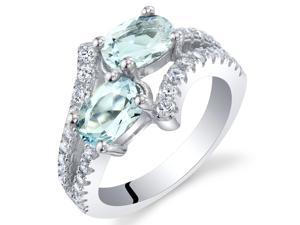 Oravo Aquamarine Sterling Silver Two-Stone Ring