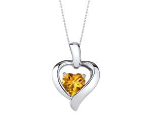 Citrine Sterling Silver Heart in Heart Pendant Necklace Citrine Sterling Silver Heart in Heart Pendant Necklace