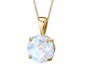 14k Yellow Gold Created Opal Solitaire Pendant Necklace 14k Yellow Gold Created Opal Solitaire Pendant Necklace
