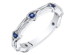 Created Blue Sapphire Stackable Ring in Sterling Silver, 0.32 Carats Created Blue Sapphire Stackable Ring in Sterling Silver, 0.32 Carats