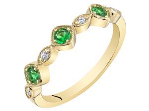 Simulated Emerald Stackable Ring in Yellow Sterling Silver, 0.25 Carats