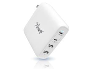 Rosewill 100W PD 3.0 GaN Charger | 2x USB-C and 2x USB-A Ports, Quick Charge, Power Delivery for MacBook Pro/Air, iPad Pro, iPhone 13 and more | Type-C USB Charger Power Adapter | White (RBWC-20025)