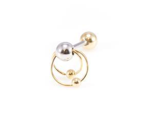 Tongue Ring Barbell Slave Door Knocker Open Captive Design Anodized Ball and Captive Surgical Steel 14G