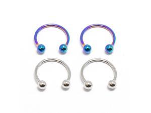 Horseshoe Ring 4pc Circular Barbell 18G Anodized Piercing Jewelry Nose Lip Rings