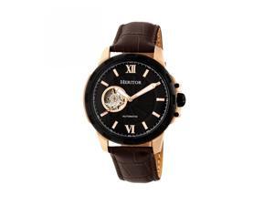 Heritor Automatic Bonavento Semi-Skeleton Leather-Band Watch - Rose Gold/Black