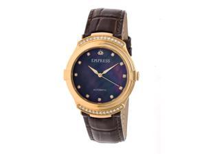 Empress Francesca Automatic Mop Leather-Band Watch - Dark Brown