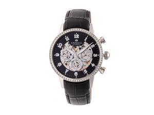 Empress Beatrice Automatic Skeleton Dial Leather-Band Watch W/Day/Date - Silver/Black