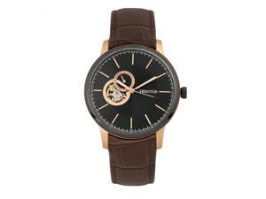 Heritor Automatic Daniels Semi-Skeleton Leather-Band Watch - Rose 