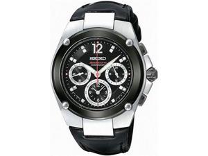 Seiko SRW899 Black Dial Sportura Chronograph Strap with Diamonds