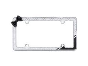 Cruiser Accessories Retro Polka Dot Bling License Plate Frame, Chrome/White/Black/Clear 18553