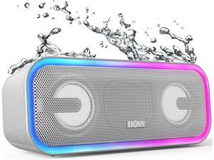 DOSS Bluetooth Speaker SoundBox Pro Wireless Bluetooth Speaker with 24W Impressive Sound Booming Bass IPX6 Waterproof 15Hrs Playtime Wireless Stereo Pairing Mixed Colors Lights 66 FT Grey