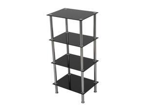 AVF Small 4 Shelf Unit in Black Glass and Chrome (S44-A) AVF Small 4 Shelf Unit in Black Glass and Chrome (S44-A)