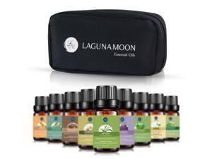 LAGUNAMOON™ Fragrance Essential Oils w/ Travel Bag, 10 Pc Set Pure Aromatherapy Oils: Tea tree, Lavender, Peppermint, Eucalyptus, Sandalwood, Lemongrass, Orange, Chamomile, Jasmine, Vetiver LAGUNAMOON™ Fragrance Essential Oils w/ Travel Bag, 10 Pc Set Pure Aromatherapy Oils: Tea tree, Lavender, Peppermint, Eucalyptus, Sandalwood, Lemongrass, Orange, Chamomile, Jasmine, Vetiver