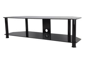 AVF SDC1140CMBB-A TV Stand with Cable Management for up to 55" TVs, Black Glass, Black Legs