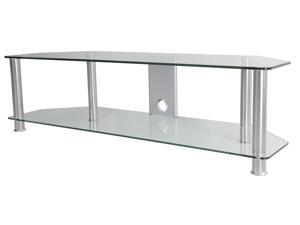 AVF SDC1400CMCC-A TV Stand with Cable Management for up to 65" TVs, Clear Glass, Chrome Legs