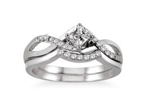1/3 Carat TW Princess Cut Diamond Bridal Set in 10K White Gold