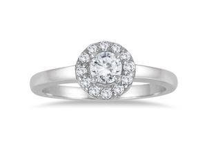 1/2 Carat TW Diamond Halo Engagement Ring in 10K White Gold