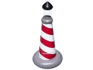 43.5" LED Red and White Striped Lighthouse Swimming Pool Float 43.5" LED Red and White Striped Lighthouse Swimming Pool Float
