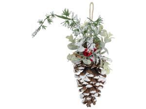 13" Pine Cone with Mixed Foliage, Red Jingle Bells, and Berries Hanging Christmas Ornament 13" Pine Cone with Mixed Foliage, Red Jingle Bells, and Berries Hanging Christmas Ornament
