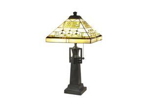 22" Antique Bronze Akron Tower Hand Crafted Glass Tiffany-Style Table Lamp 22" Antique Bronze Akron Tower Hand Crafted Glass Tiffany-Style Table Lamp