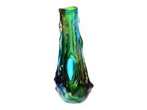 17.25" Green Fuji Lava Handcrafted Art Glass Sculpture 17.25" Green Fuji Lava Handcrafted Art Glass Sculpture