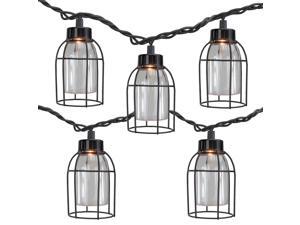 10 Count Vintage Style Edison Cage Novelty String Lights, 6.5 ft Black Wire