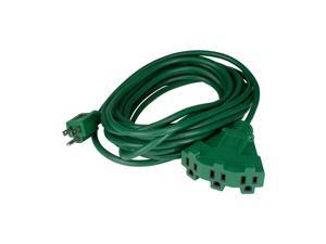 25' Green 3-Prong Outdoor Extension Power Cord with Fan Style Connector 25' Green 3-Prong Outdoor Extension Power Cord with Fan Style Connector