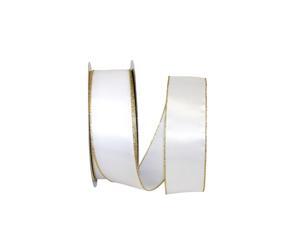 White and Gold Satin Metallic Wired Edge Craft Ribbon 2.5" x 50 Yards White and Gold Satin Metallic Wired Edge Craft Ribbon 2.5" x 50 Yards