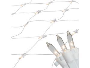 2' x 8' Clear Mini Net Style Column Christmas Lights, White Wire 2' x 8' Clear Mini Net Style Column Christmas Lights, White Wire