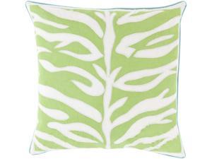 18" Lime Green and Lace White Square Throw Pillow with Blue Trim - Down Filler 18" Lime Green and Lace White Square Throw Pillow with Blue Trim - Down Filler