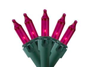 100-Count Pink Mini Christmas Light Set, 20.25ft Green Wire 100-Count Pink Mini Christmas Light Set, 20.25ft Green Wire