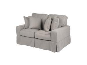 36" Gray Fabric Elegant Americana Comfortable Slip Covered Loveseat 36" Gray Fabric Elegant Americana Comfortable Slip Covered Loveseat