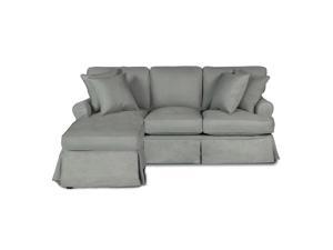 85” Gray Fabric Slipcovered Sleeper Sofa with Chaise Lounge 85” Gray Fabric Slipcovered Sleeper Sofa with Chaise Lounge