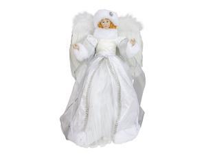 14" White Angel in a Sparkly Dress Christmas Tree Topper- Unlit