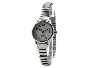 Timex Women's | Silver-Tone Case & Band Date Indiglo White Dial | Watch T2H371