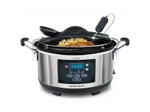 Hamilton Beach 33967 Stainless Steel 6 Qt. Set 'n Forget Programmable Slow Cooker With Spoon/Lid