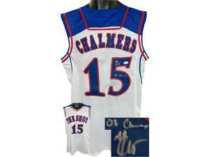 Mario Chalmers signed Kansas The Shot White Custom Stitched College Basketball Jersey 08 Champs XL JSA Witnessed