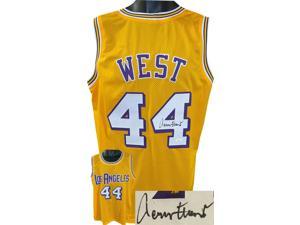 Jerry West signed Los Angeles Yellow TB Custom Stitched Pro Style Basketball Jersey XL JSA Witnessed
