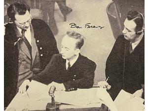 Ben/Benjamin Ferencz signed Vintage WWII Nuremberg Trials B&W 8x10 Photo- PSA #AD38876 - Courtroom Prosecutor