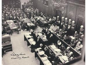 Whitney Harris signed 1945-46 WWll Nuremberg Trials B&W 8x10 Photo PSA #AD55333- Prosecutor Military Tribunals RARE