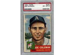 Joe Coleman 1953 Topps Baseball Card 279 PSA Graded 6 EXMT Philadelphia Athletics