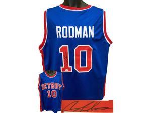Dennis Rodman signed Detroit Blue TB Custom Stitched Pro Basketball Jersey JSA Witnessed