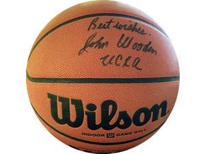 John Wooden signed Wilson Indoor Game NCAA Licensed Basketball w UCLA  Best Wishes Beckett Review