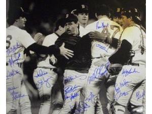 Boston Red Sox signed 16x20 B&W Photo 1986 AL Champs w/ 19 Signatures Boston Red Sox signed 16x20 B&W Photo 1986 AL Champs w/ 19 Signatures