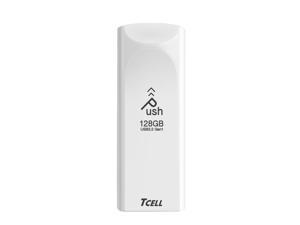 TCELL PUSH 128GB USB 3.2 Gen1(3.1/3.0) USB Flash Drive Read Speed up to 100MB/s, Retractable Design Memory Stick Thumb Drive, White