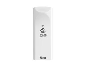 TCELL PUSH 256GB USB 3.2 Gen1(3.1/3.0) USB Flash Drive Read Speed up to 100MB/s, Retractable Design Memory Stick Thumb Drive, White