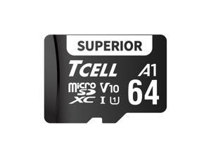 TCELL Superior 64GB microSDXC A1 USH-I U1 V10 100MB/s Full HD Memory Card with Adapter