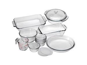 Anchor 15 Pc. Bake Set - 2 quart Baking Dish, 1.5 quart Casserole, 1.5 quart Loaf Pan, 1 quart Mixing Bowl, 9" Diameter Pie Pan, 8 fl oz Measuring Cup, 6 fl oz Custard Cup, Lid - Plastic Lid, Glass Anchor 15 Pc. Bake Set - 2 quart Baking Dish, 1.5 quart Casserole, 1.5 quart Loaf Pan, 1 quart Mixing Bowl, 9" Diameter Pie Pan, 8 fl oz Measuring Cup, 6 fl oz Custard Cup, Lid - Plastic Lid, Glass